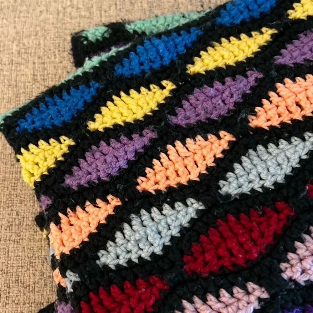Handmade rainbow crochet‎ afghan blanket